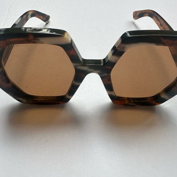 Gucci oversized geometric brown green GG0772S sunglasses 47 - Picture 5 of 8